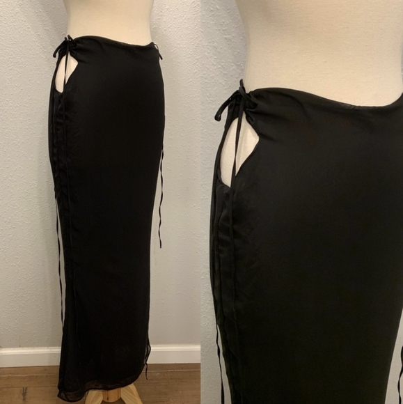 NWT HOUSE OF CB Madeline Maxi Skirt Black L Large - Picture 9 of 9